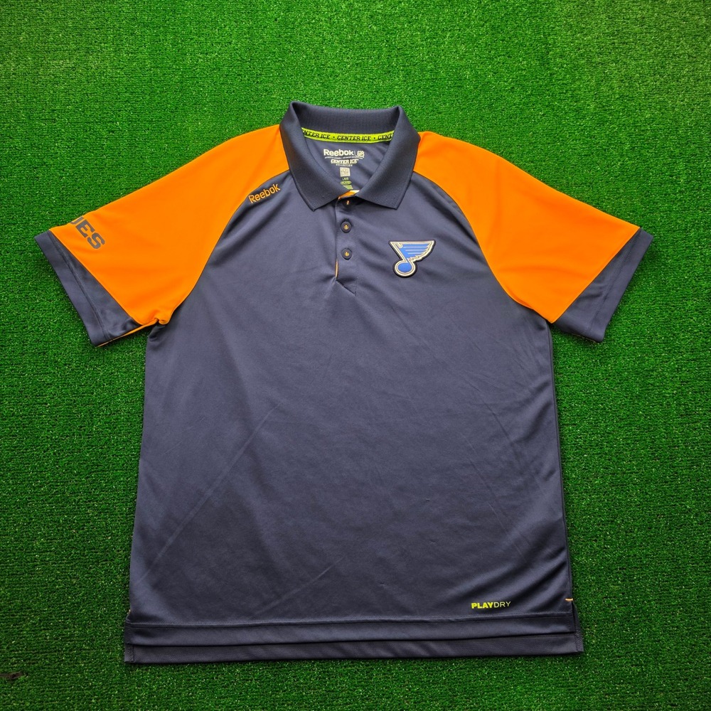 St Louis Blues Reebok Center Ice Collection Performance Polo Shirt Mens Large